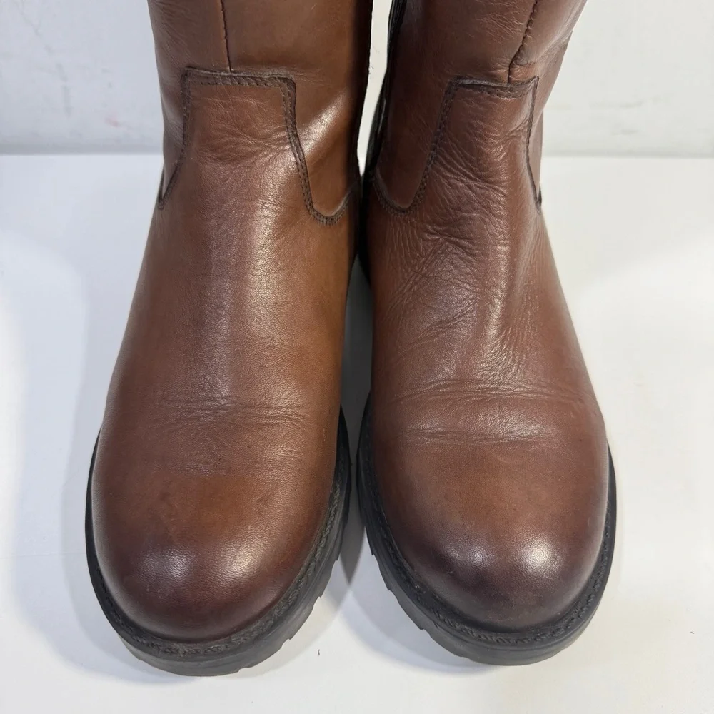 Dune London Knee High Tall Brown Zip Leather Riding Boots Women's Size 39 8 US - Picture 12 of 13